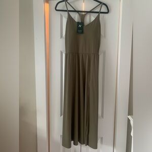 Halara slit front dress in olive *New with tags!*